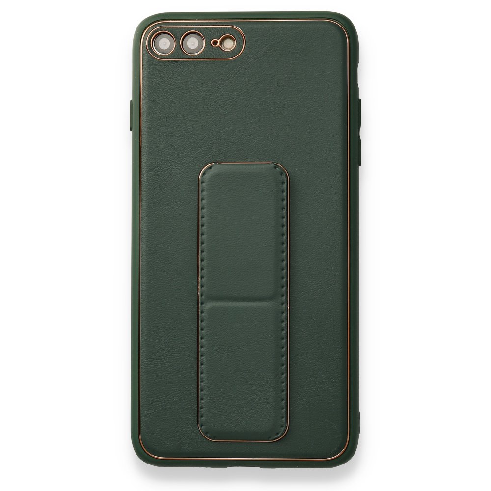 Newface iPhone 8 Plus Kılıf Coco Deri Standlı Kapak - Yeşil