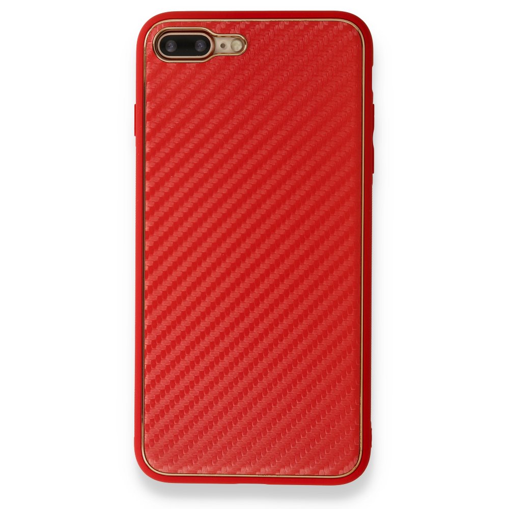 Newface iPhone 8 Plus Kılıf Coco Karbon Silikon - Kırmızı