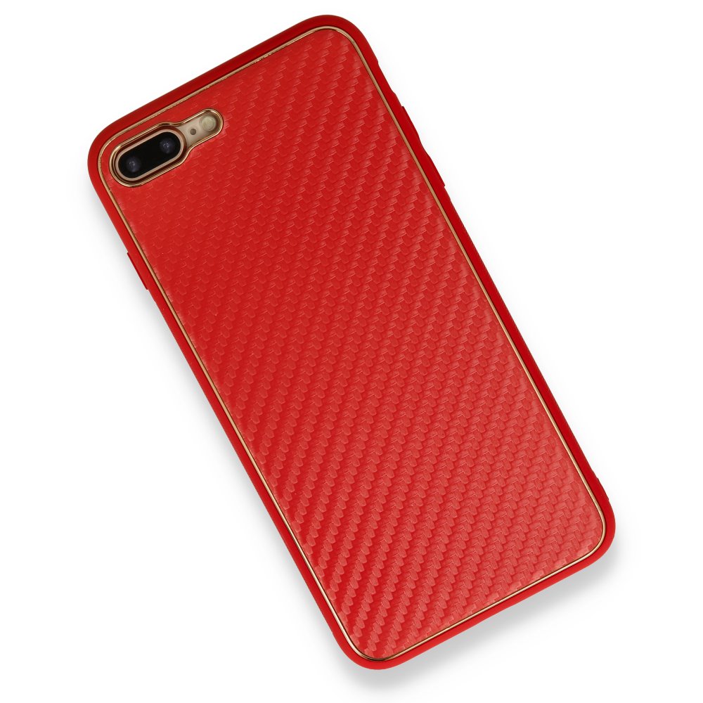 Newface iPhone 8 Plus Kılıf Coco Karbon Silikon - Kırmızı
