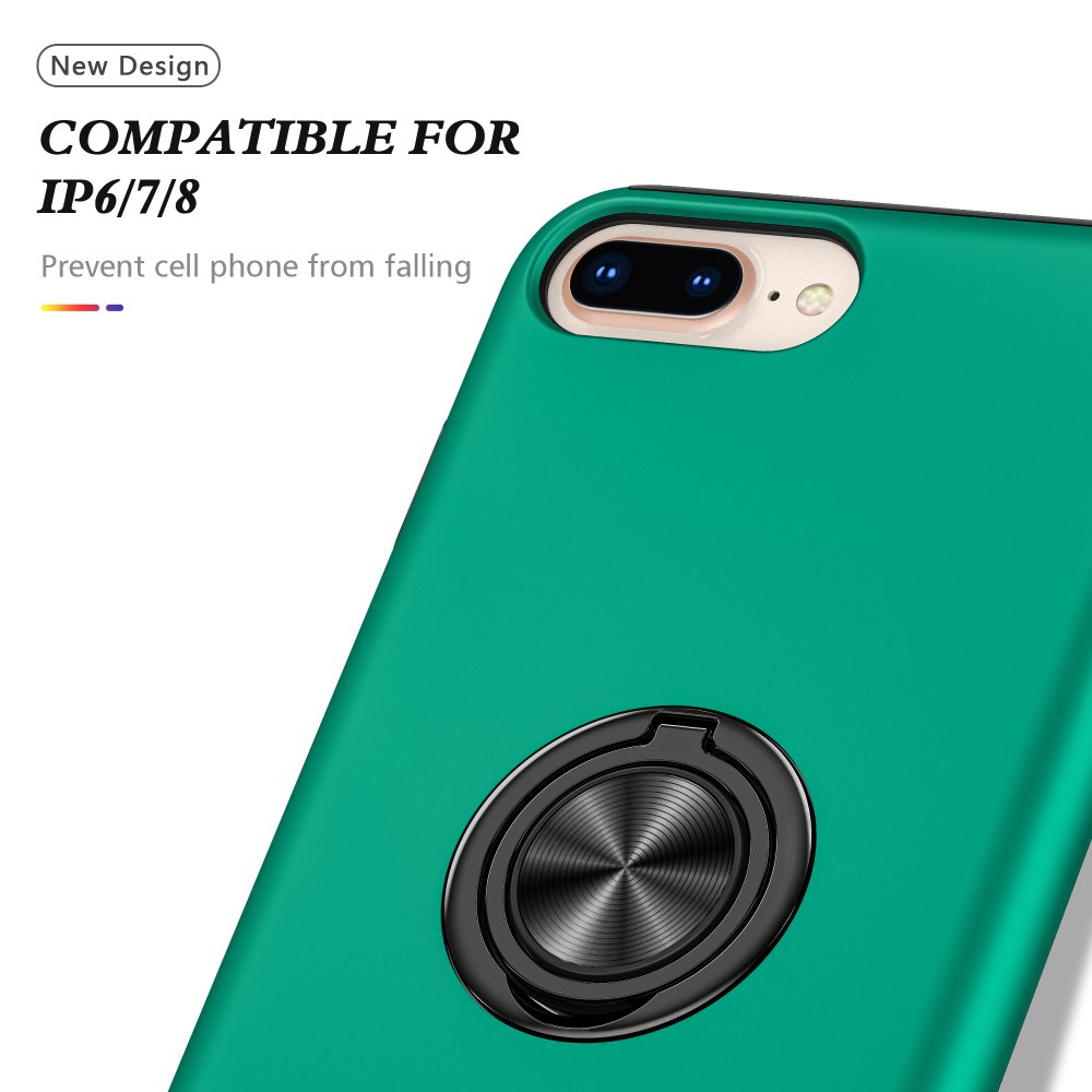 Newface iPhone 8 Plus Kılıf Elit Yüzüklü Kapak - Yeşil