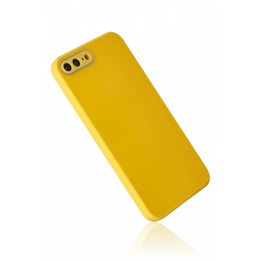Newface iPhone 8 Plus Kılıf Glass Kapak - Sarı