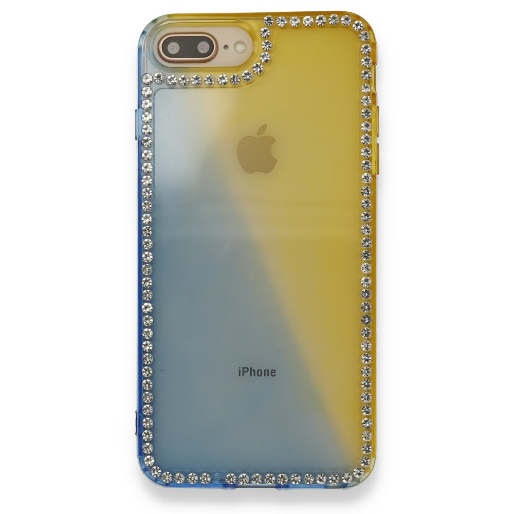 Newface iPhone 8 Plus Kılıf İmaj Silikon - Mavi-Sarı