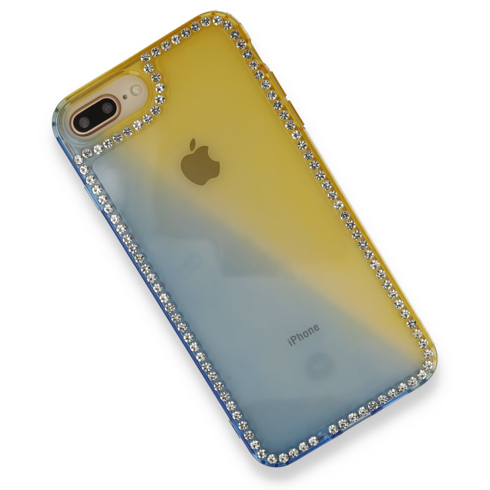 Newface iPhone 8 Plus Kılıf İmaj Silikon - Mavi-Sarı