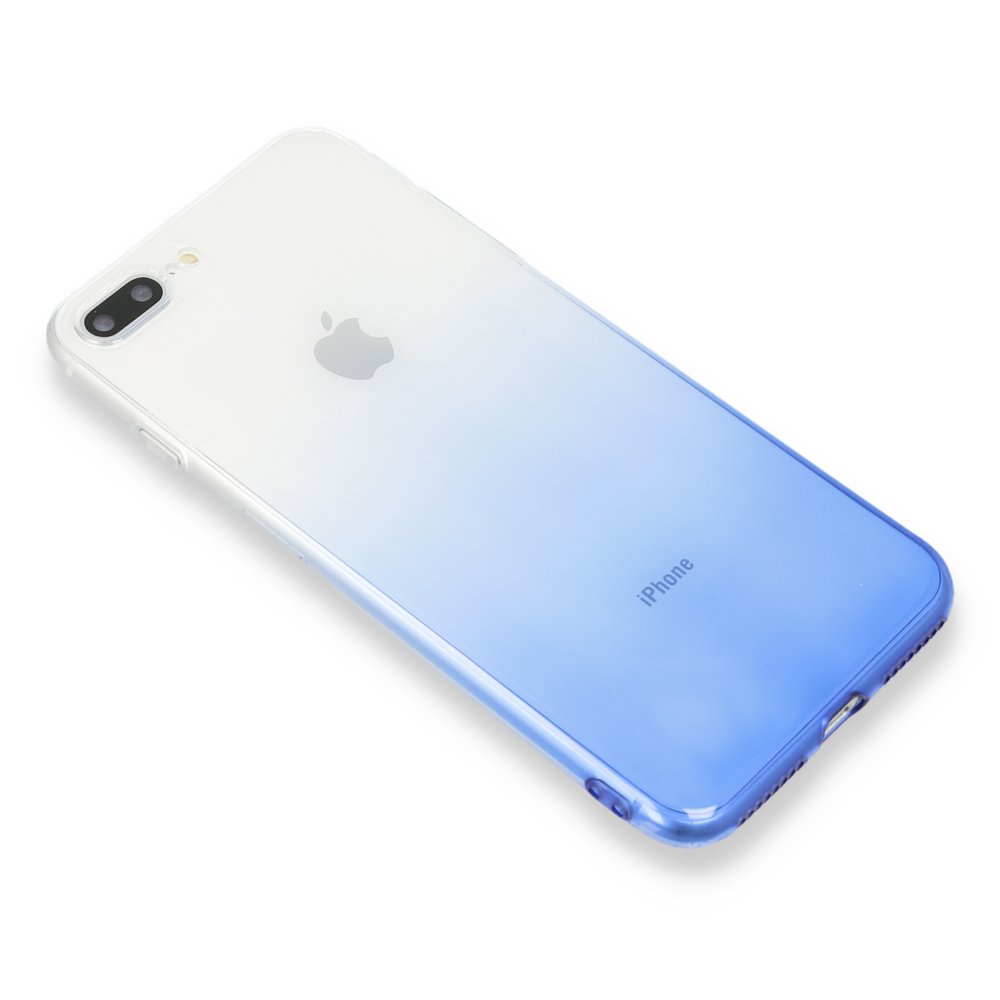 Newface iPhone 7 Plus Kılıf Lüx Çift Renkli Silikon - Mavi