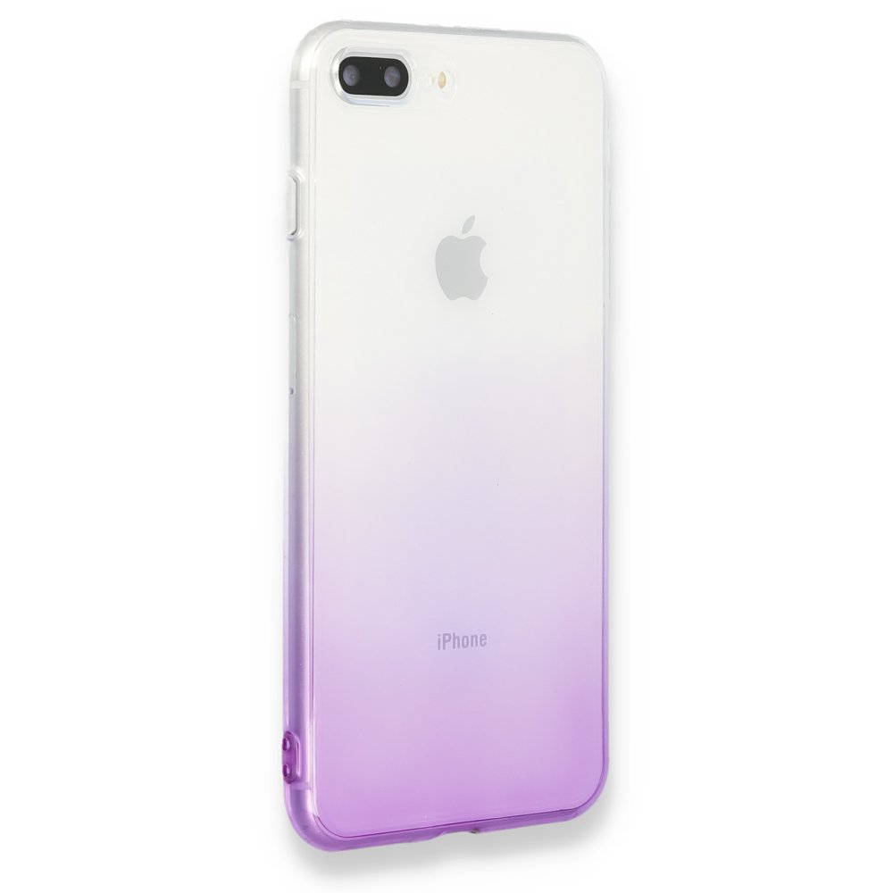 Newface iPhone 8 Plus Kılıf Lüx Çift Renkli Silikon - Mor