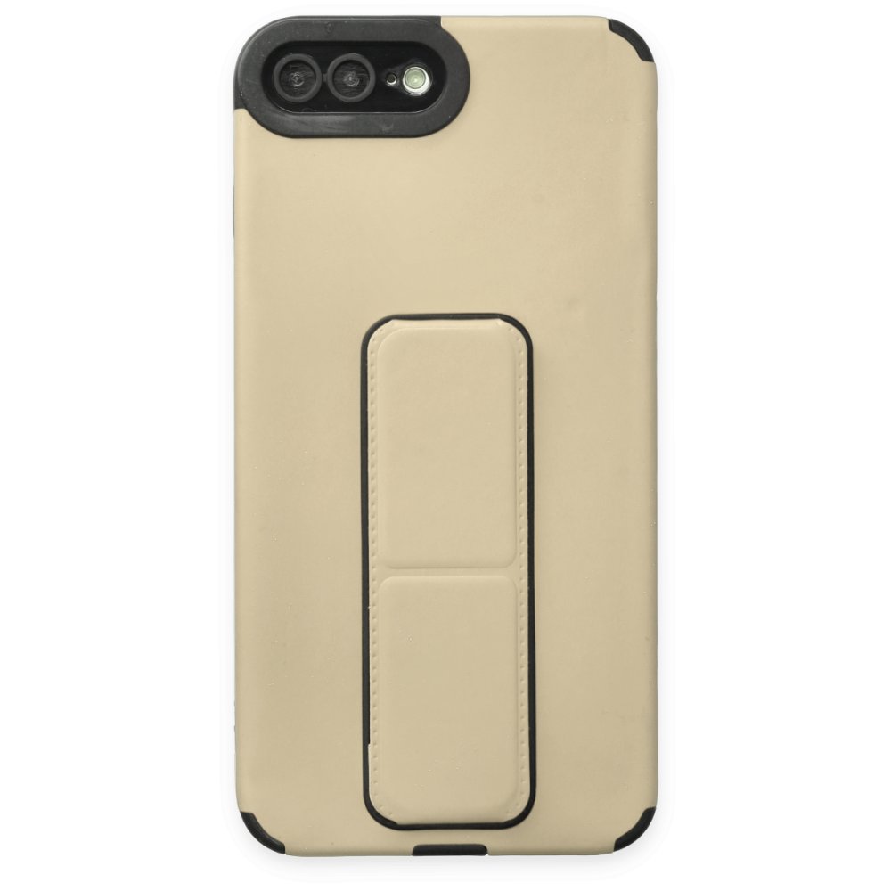 Newface iPhone 8 Plus Kılıf Mega Standlı Silikon - Gold