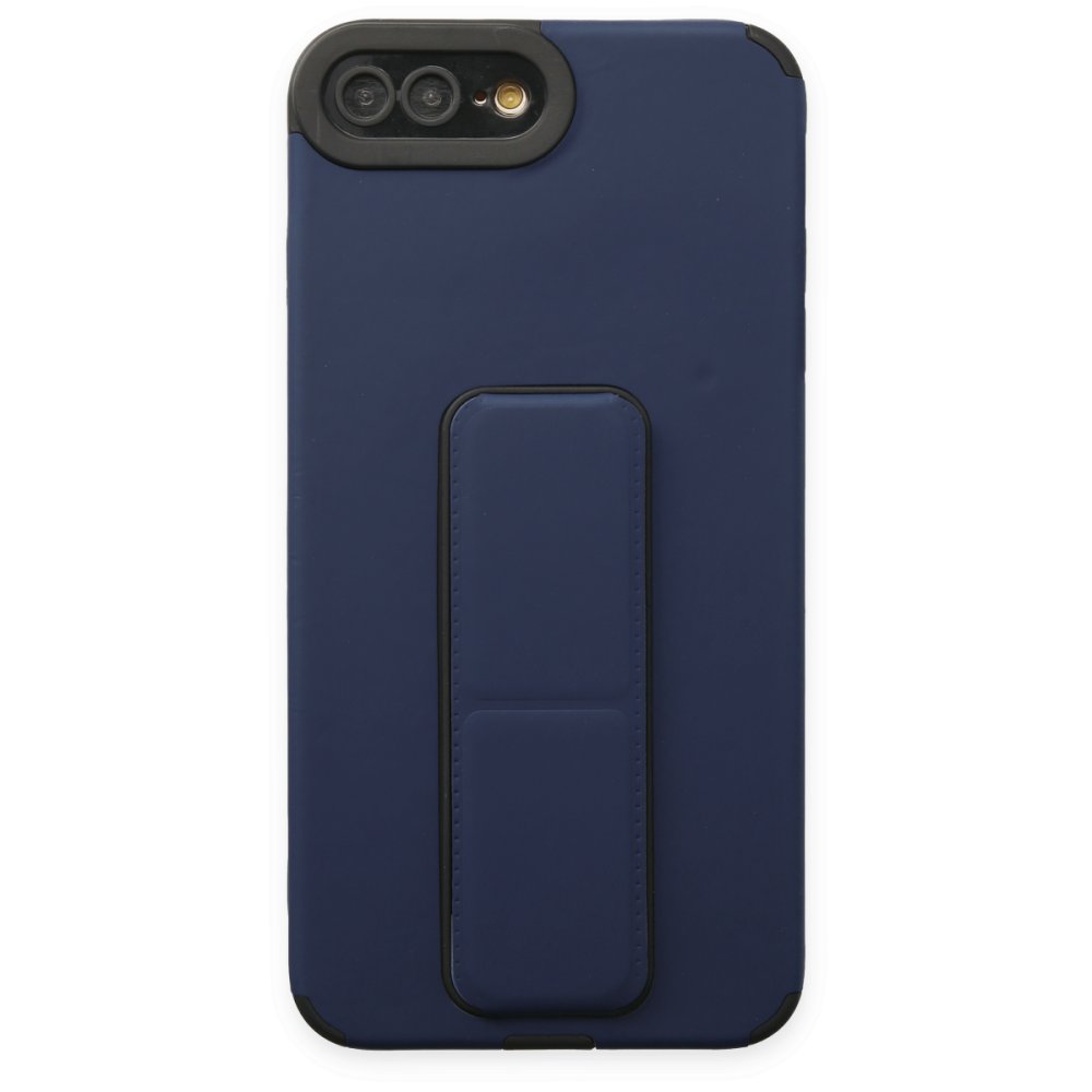 Newface iPhone 8 Plus Kılıf Mega Standlı Silikon - Mavi