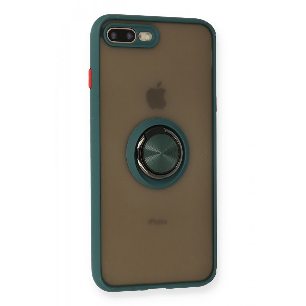 Newface iPhone 8 Plus Kılıf Montreal Yüzüklü Silikon Kapak - Yeşil