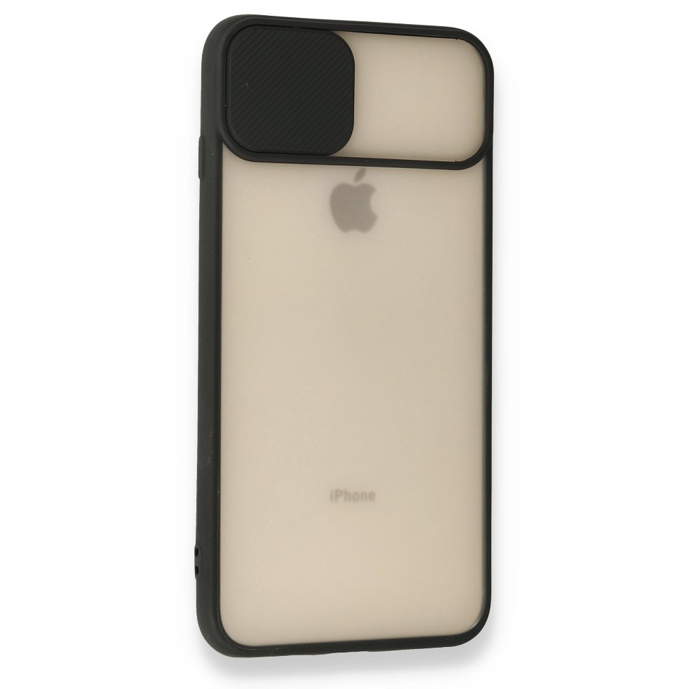Newface iPhone 8 Plus Kılıf Palm Buzlu Kamera Sürgülü Silikon - Siyah