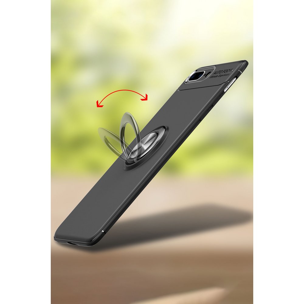 Newface iPhone 8 Plus Kılıf Range Yüzüklü Silikon - Kırmızı
