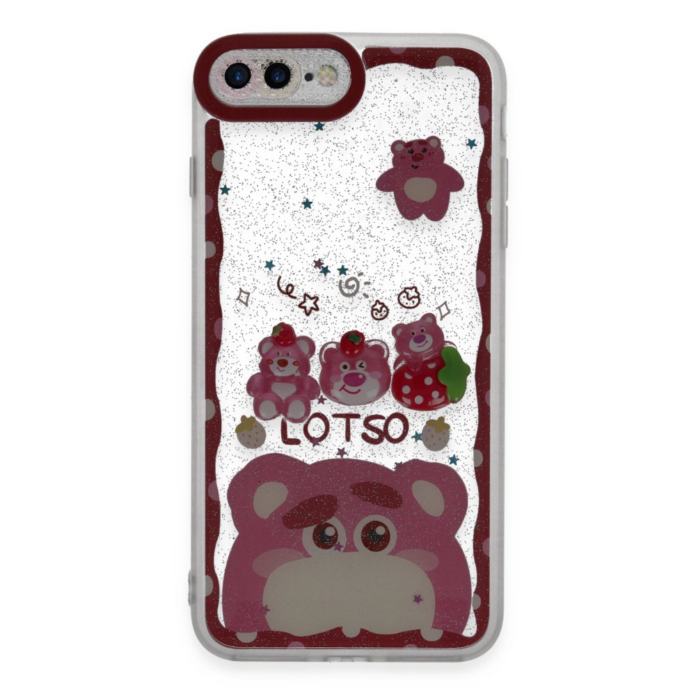 Newface iPhone 8 Plus Kılıf Sweet Desenli Silikon Kapak - Pembe