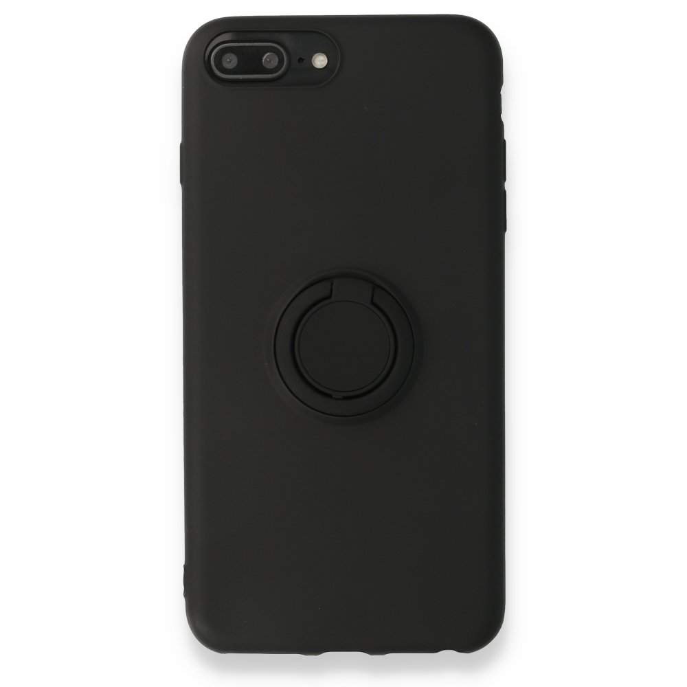Newface iPhone 8 Plus Kılıf Viktor Yüzüklü Silikon - Siyah