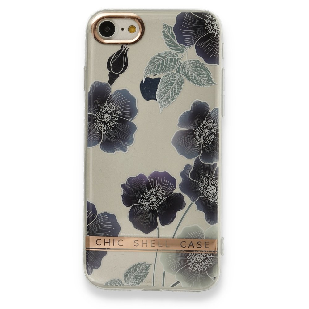 Newface iPhone SE 2020 Kılıf Çiçekli Silikon - Mor