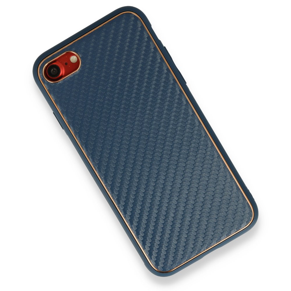 Newface iPhone SE 2020 Kılıf Coco Karbon Silikon - Mavi