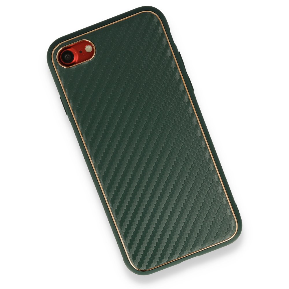 Newface iPhone SE 2020 Kılıf Coco Karbon Silikon - Yeşil