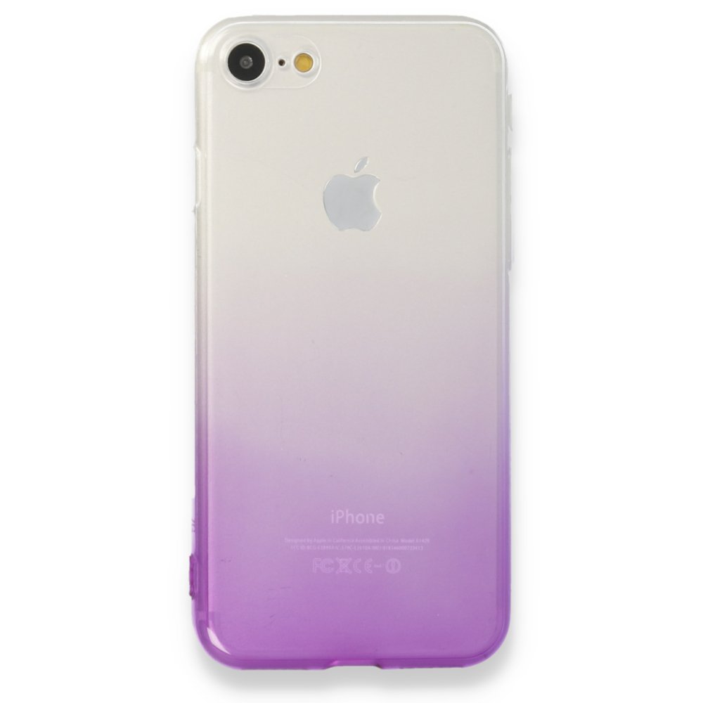 Newface iPhone 7 Kılıf Lüx Çift Renkli Silikon - Mor