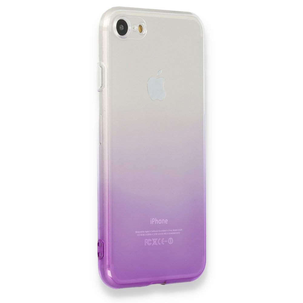 Newface iPhone 7 Kılıf Lüx Çift Renkli Silikon - Mor