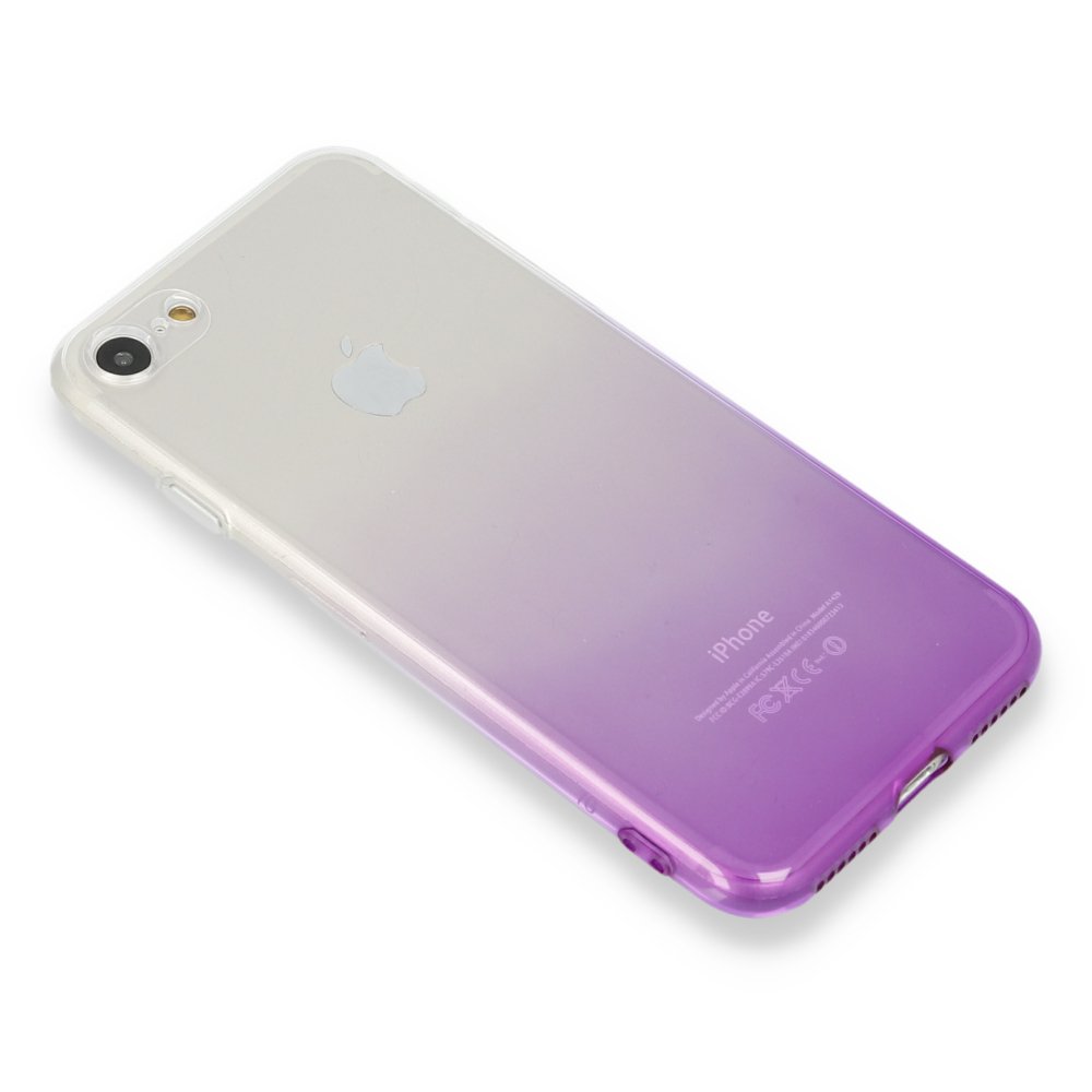 Newface iPhone 8 Kılıf Lüx Çift Renkli Silikon - Mor
