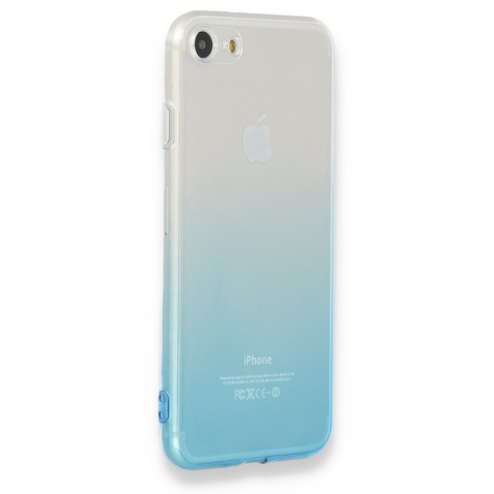 Newface iPhone SE 2020 Kılıf Lüx Çift Renkli Silikon - Turkuaz