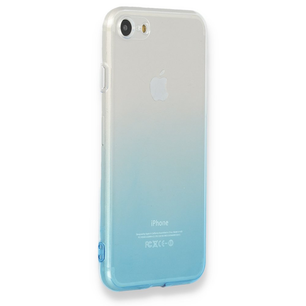 Newface iPhone 7 Kılıf Lüx Çift Renkli Silikon - Turkuaz