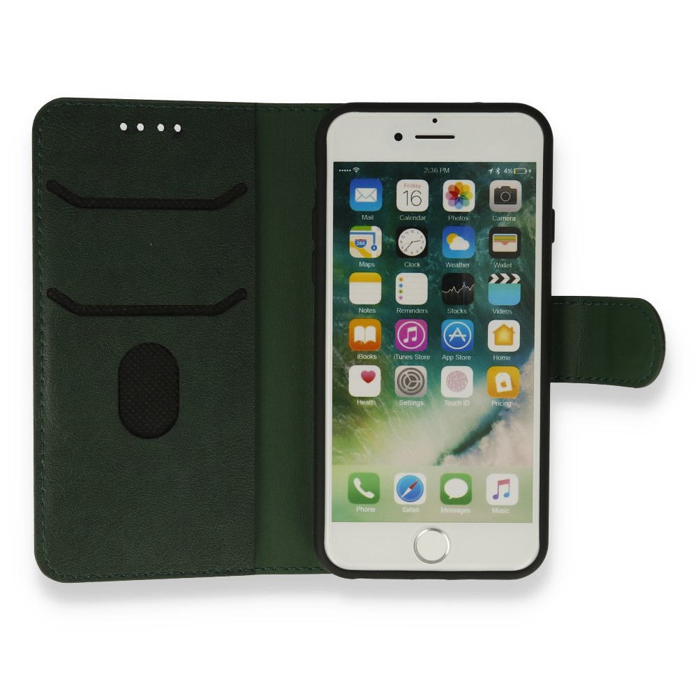 Newface iPhone SE 2020 Kılıf Trend S Plus Kapaklı Kılıf - Yeşil