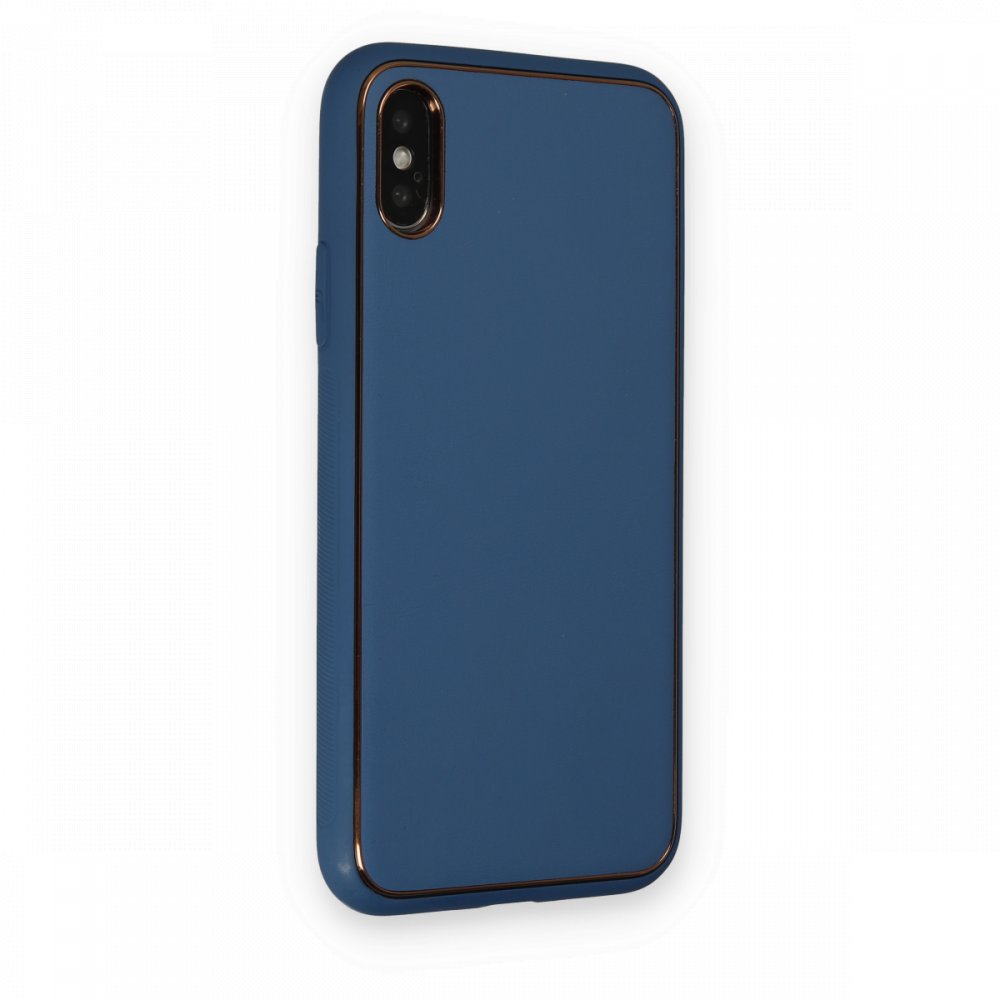 Newface iPhone X Kılıf Coco Deri Silikon Kapak - Açık Mavi