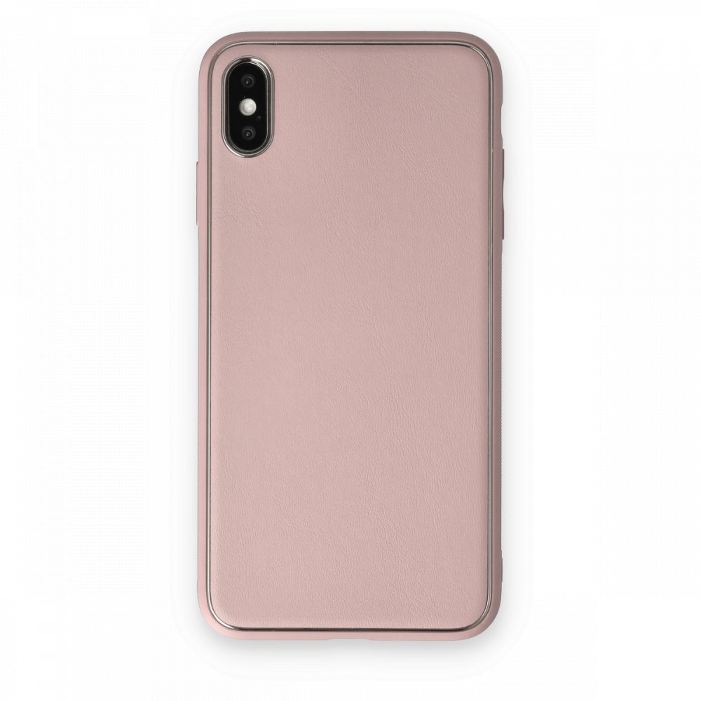Newface iPhone X Kılıf Coco Deri Silikon Kapak - Pudra