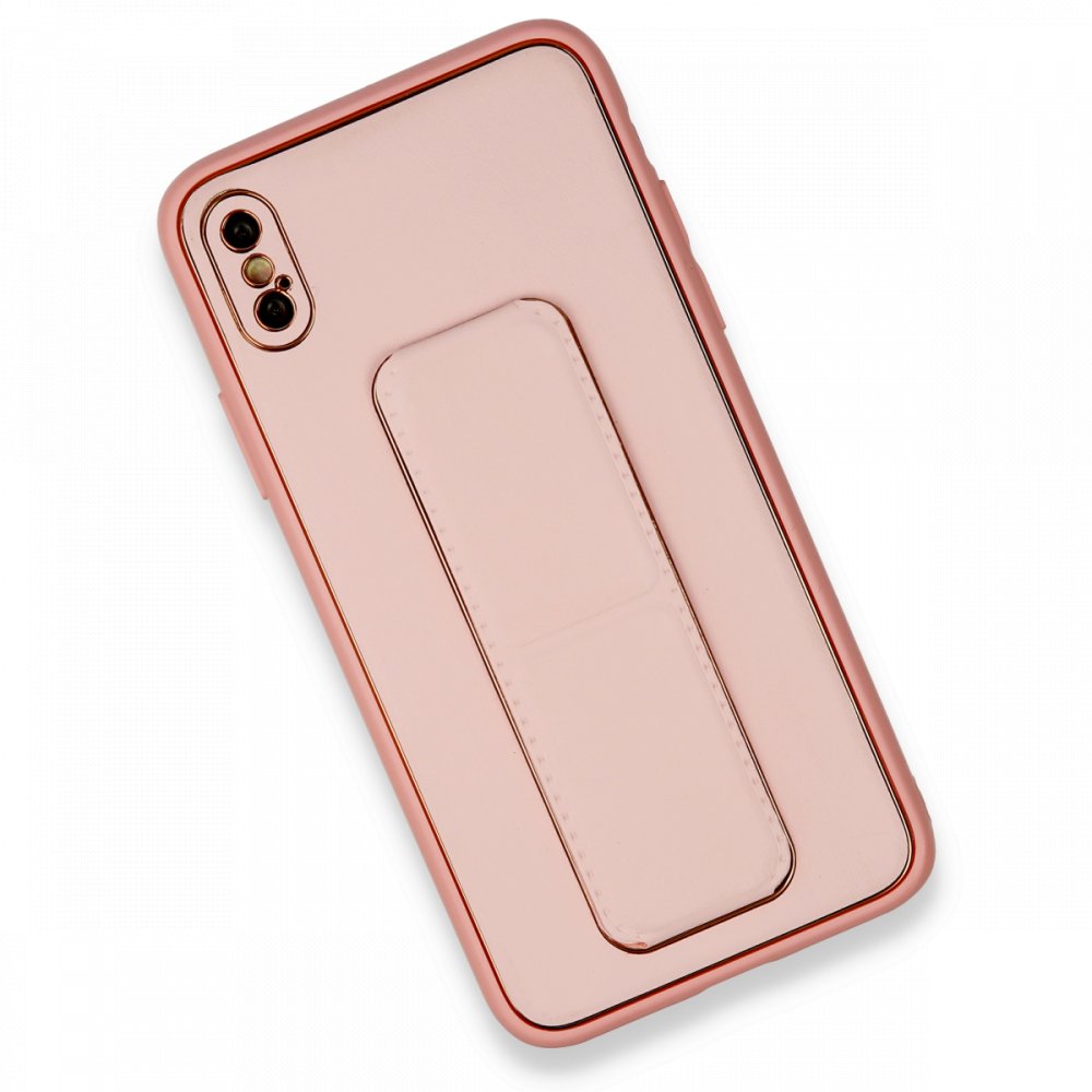 Newface iPhone X Kılıf Coco Deri Standlı Kapak - Pembe