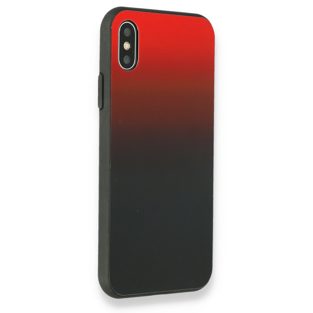 Newface iPhone X Kılıf Grady Silikon - Kırmızı-Siyah