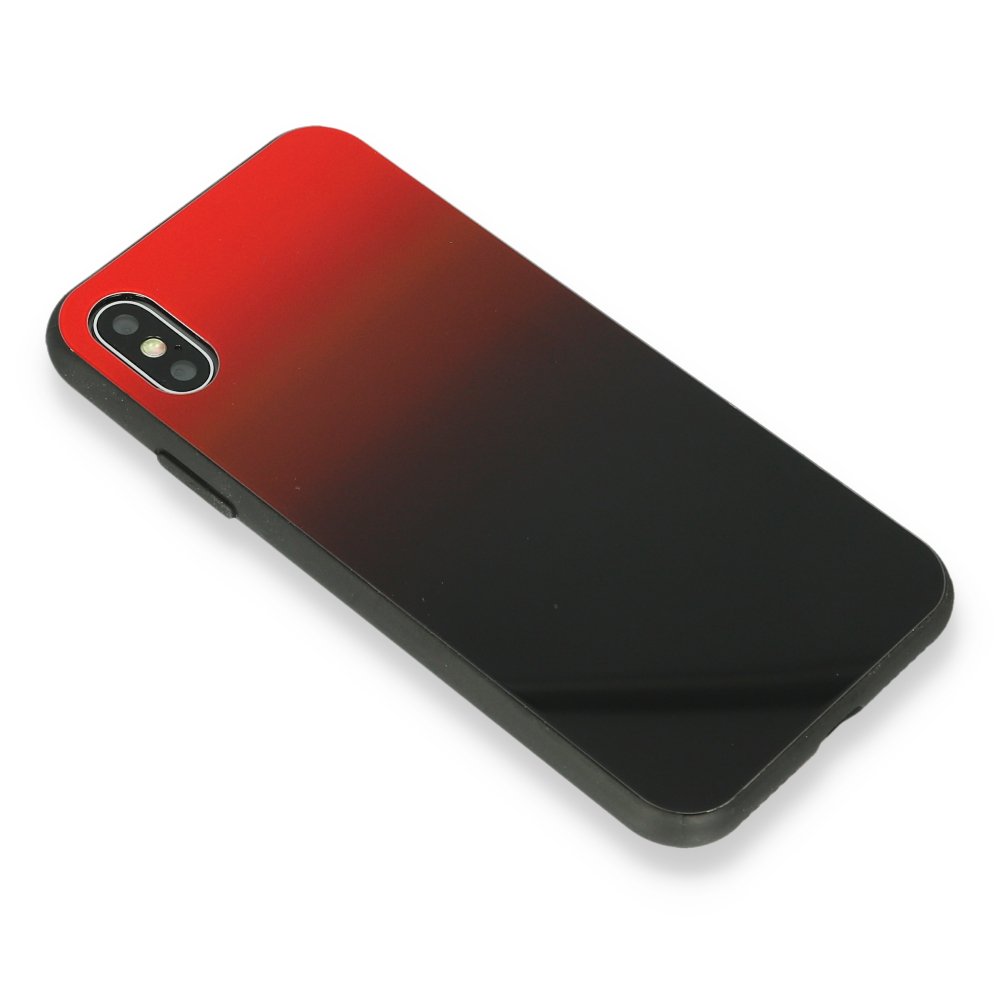 Newface iPhone X Kılıf Grady Silikon - Kırmızı-Siyah