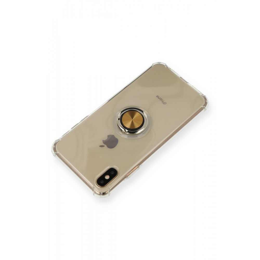 Newface iPhone X Kılıf Gros Yüzüklü Silikon - Gold
