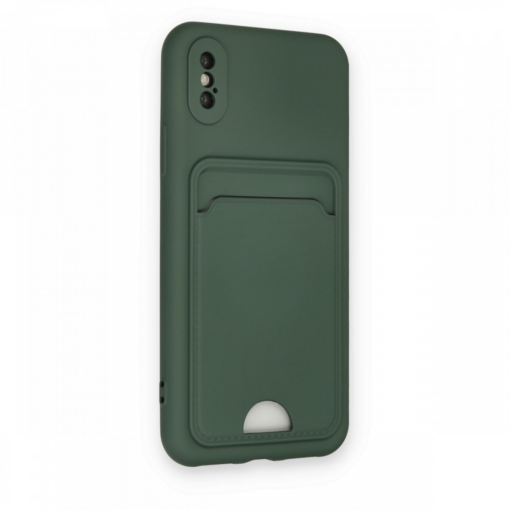 Newface iPhone X Kılıf Kelvin Kartvizitli Silikon - Koyu Yeşil