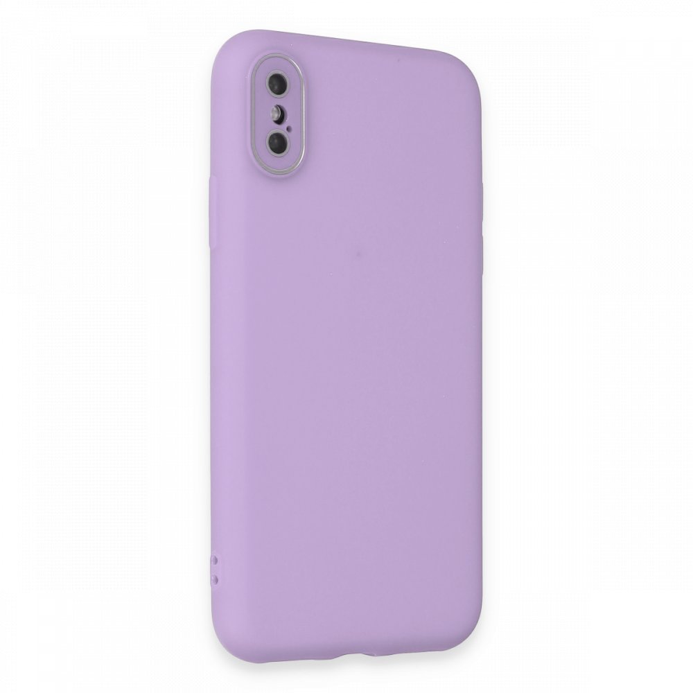 Newface iPhone X Kılıf Lansman Glass Kapak - Lila