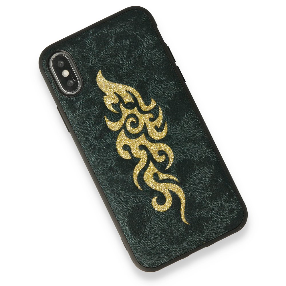 Newface iPhone XS Kılıf Motif Silikon Kapak - Yeşil