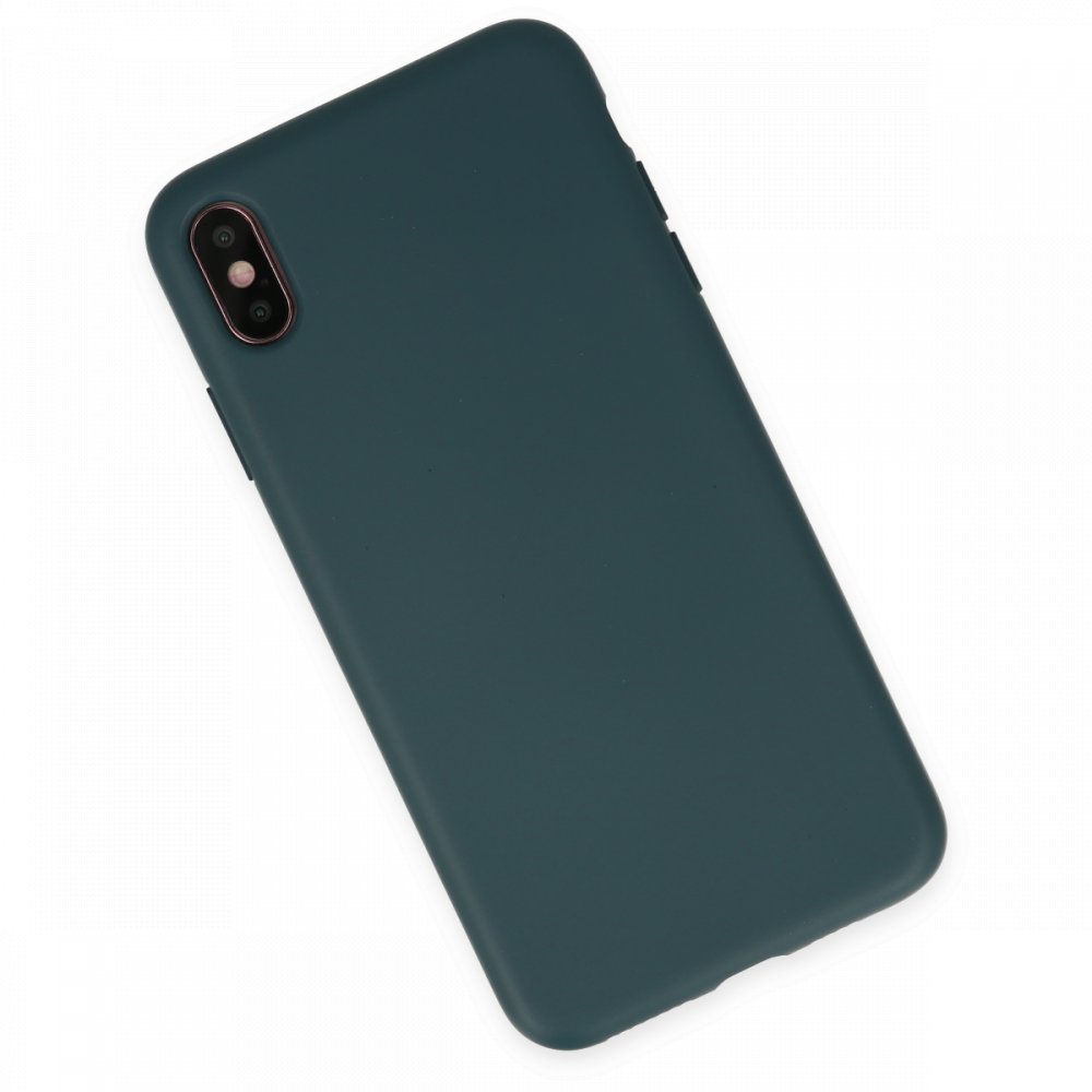 Newface iPhone X Kılıf Nano içi Kadife  Silikon - Koyu Yeşil
