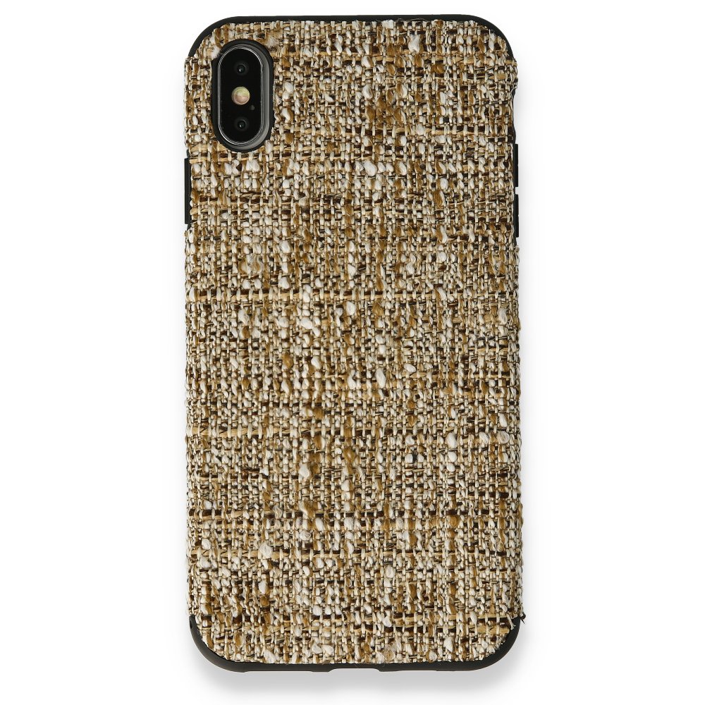 Newface iPhone XS Max Kılıf Ottoman Kumaş Silikon - Krem
