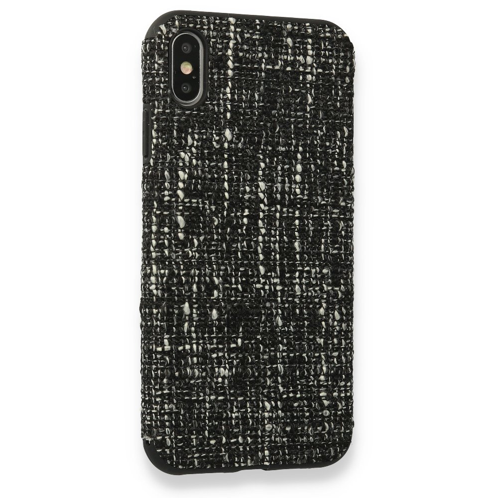 Newface iPhone X Kılıf Ottoman Kumaş Silikon - Siyah