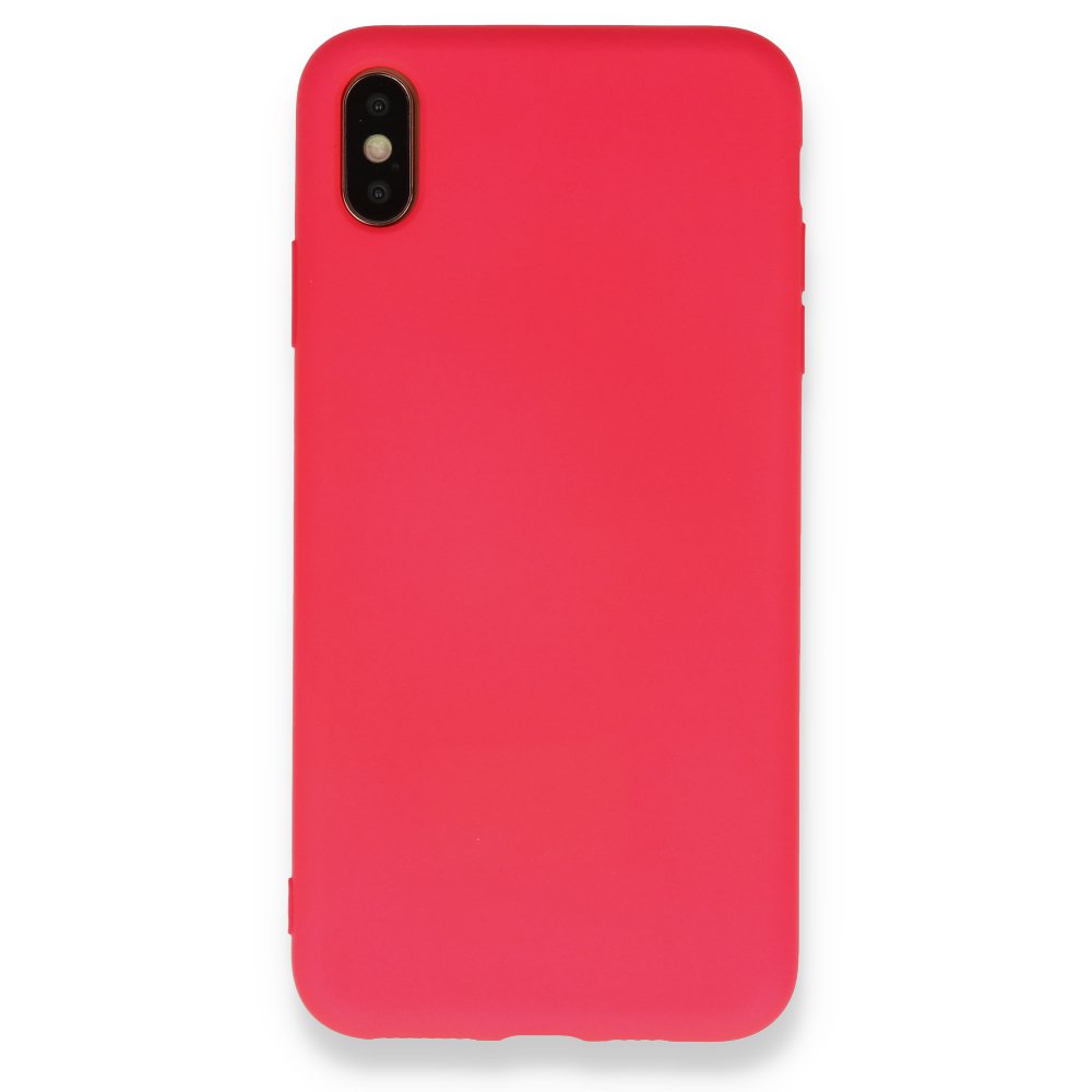 Newface iPhone XS Max Kılıf Nano içi Kadife Silikon - Koyu Pembe