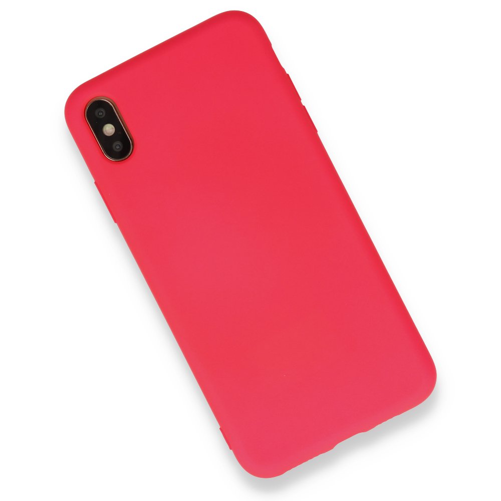 Newface iPhone XS Max Kılıf Nano içi Kadife Silikon - Koyu Pembe