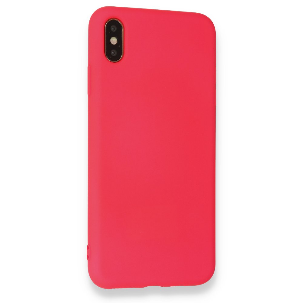 Newface iPhone XS Max Kılıf Nano içi Kadife Silikon - Koyu Pembe