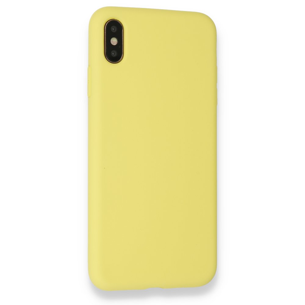 Newface iPhone X Kılıf Nano içi Kadife Silikon - Mat Sarı