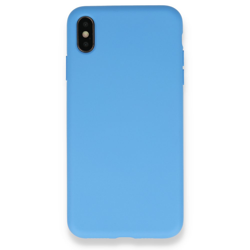 Newface iPhone XS Kılıf Nano içi Kadife Silikon - Mavi