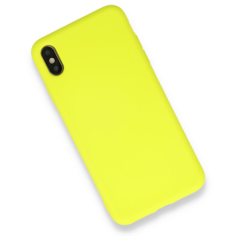 Newface iPhone XS Max Kılıf Nano içi Kadife Silikon - Sarı