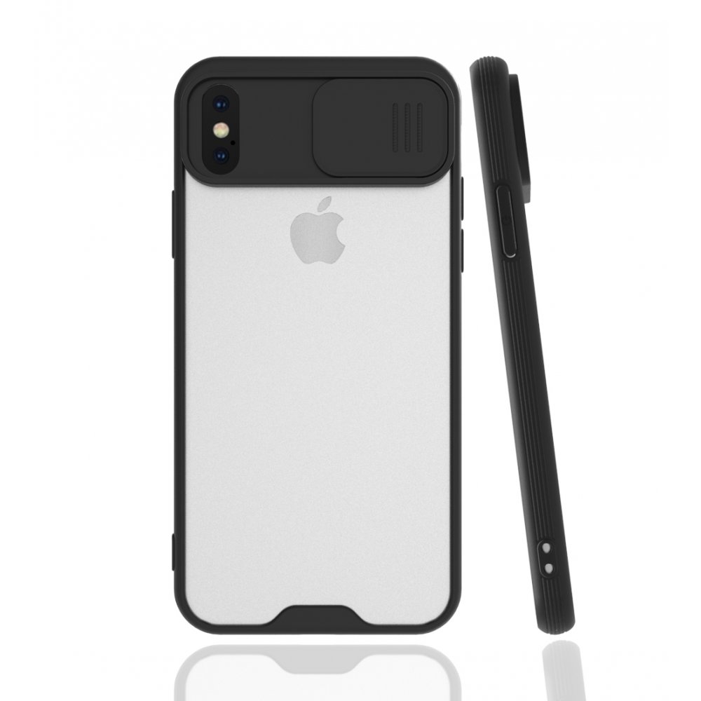 Newface iPhone X Kılıf Platin Kamera Koruma Silikon - Siyah
