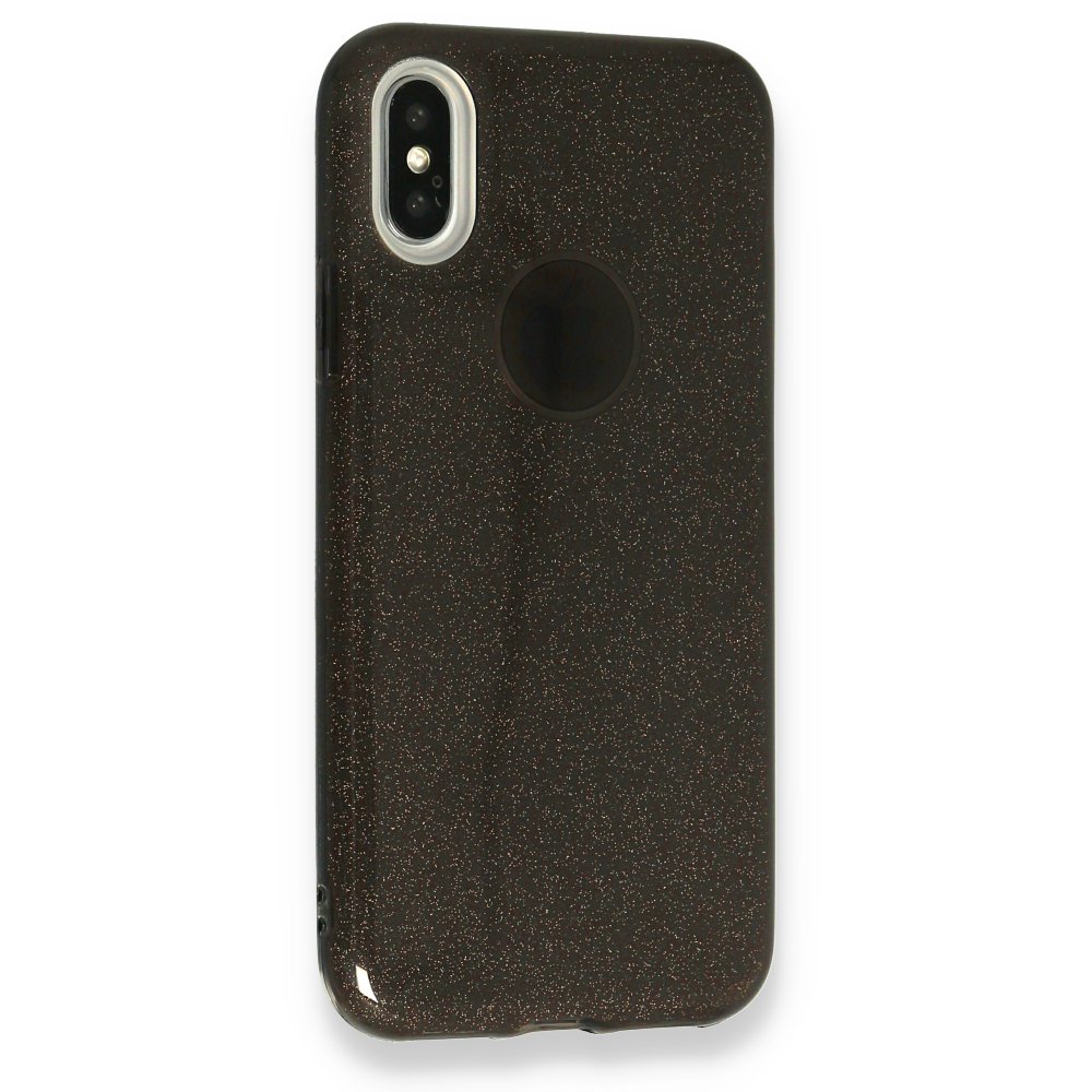 Newface iPhone X Kılıf Simli Katmanlı Silikon - Siyah