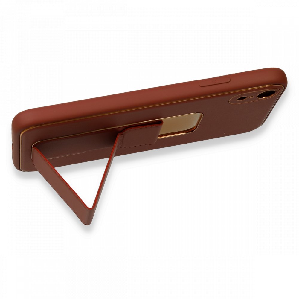 Newface iPhone XR Kılıf Coco Deri Standlı Kapak - Fuşya