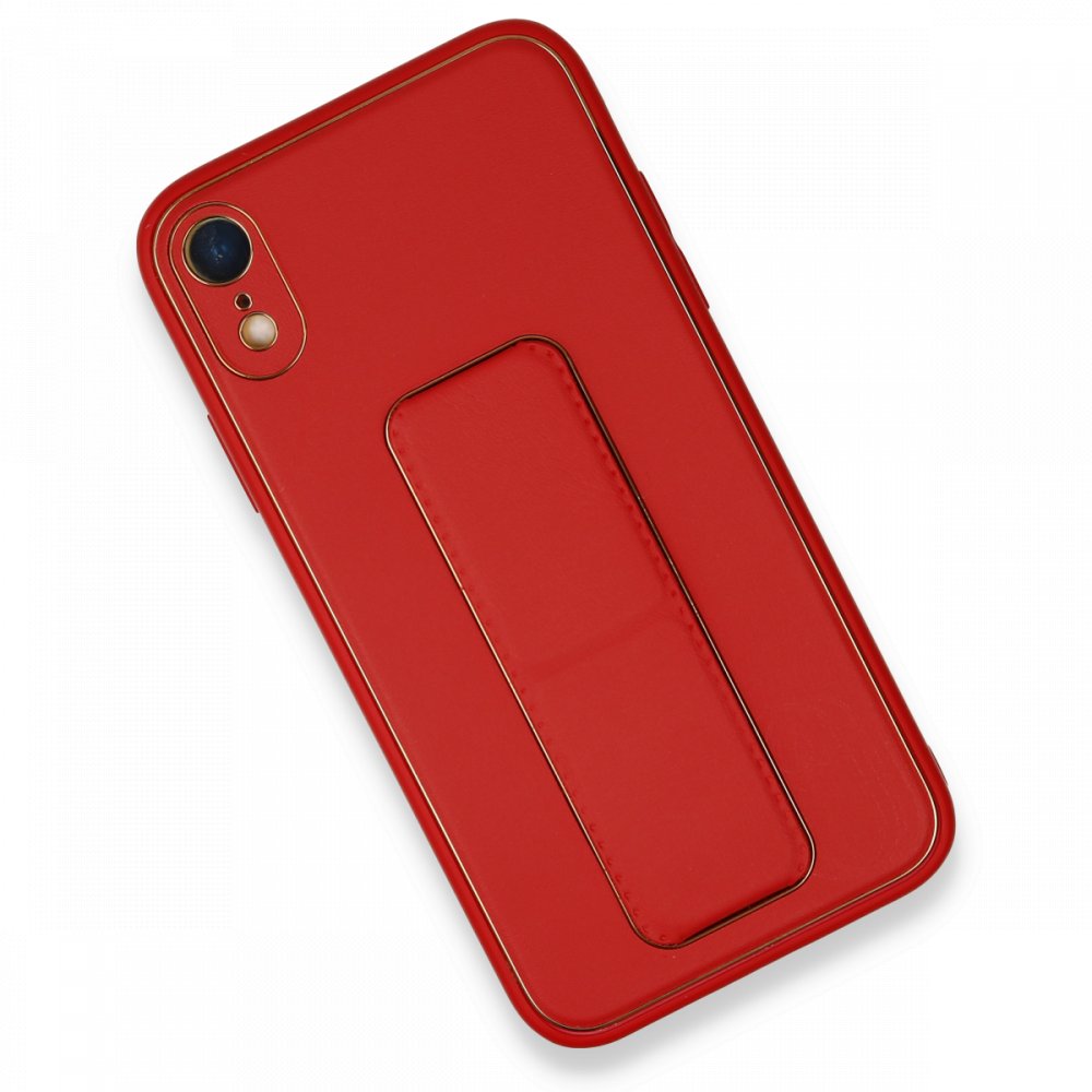 Newface iPhone XR Kılıf Coco Deri Standlı Kapak - Kırmızı
