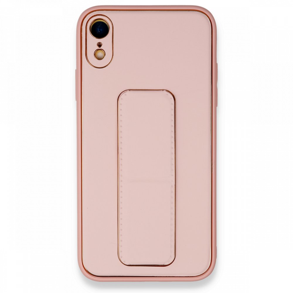 Newface iPhone XR Kılıf Coco Deri Standlı Kapak - Pembe