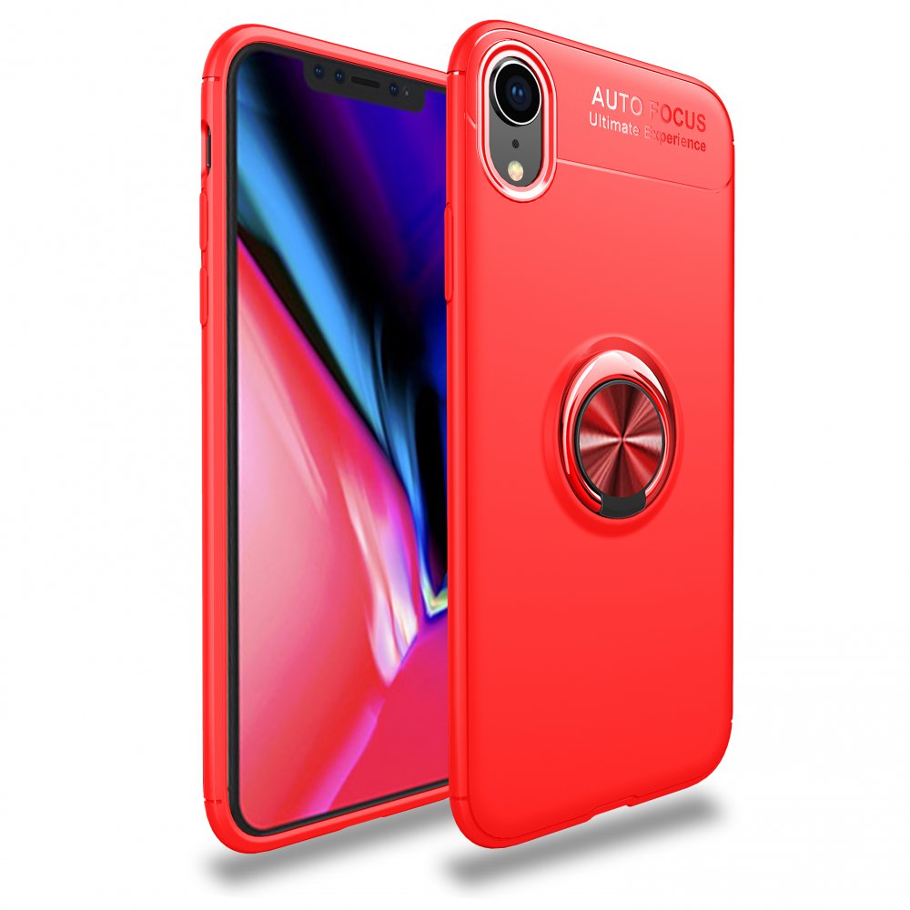 Newface iPhone XR Kılıf Range Yüzüklü Silikon - Kırmızı