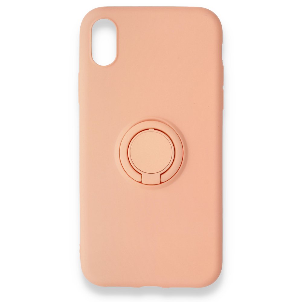 Newface iPhone XR Kılıf Viktor Yüzüklü Silikon - Pudra